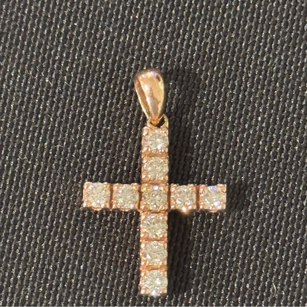 14k rose gold 1/2 carat diamond cross pendant natural vs diamonds f color